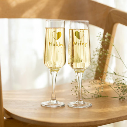 Wedding Wifey & Hubby Wine Glass Set 