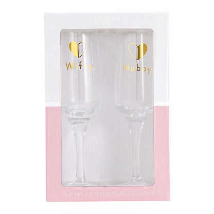 Wedding Wifey & Hubby Wine Glass Set 