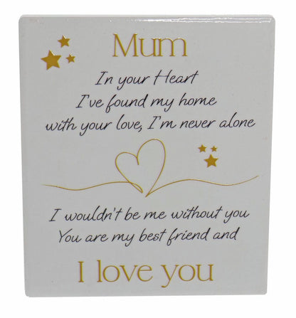MUM LOVE SENTIMENT CERAMIC PLAQUE 