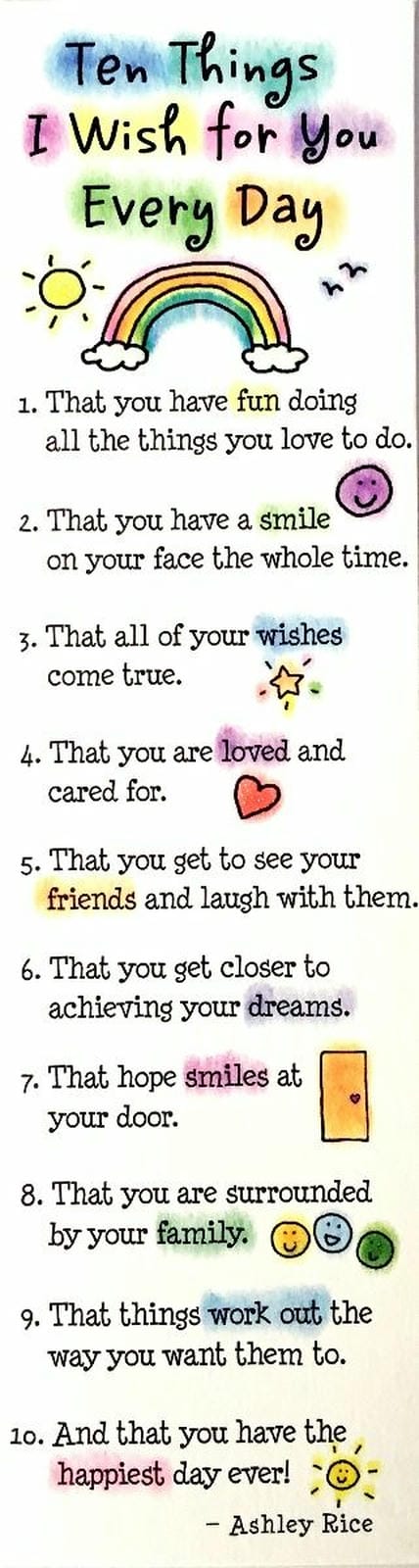 TEN THINGS REMEMBER BOOKMARK 