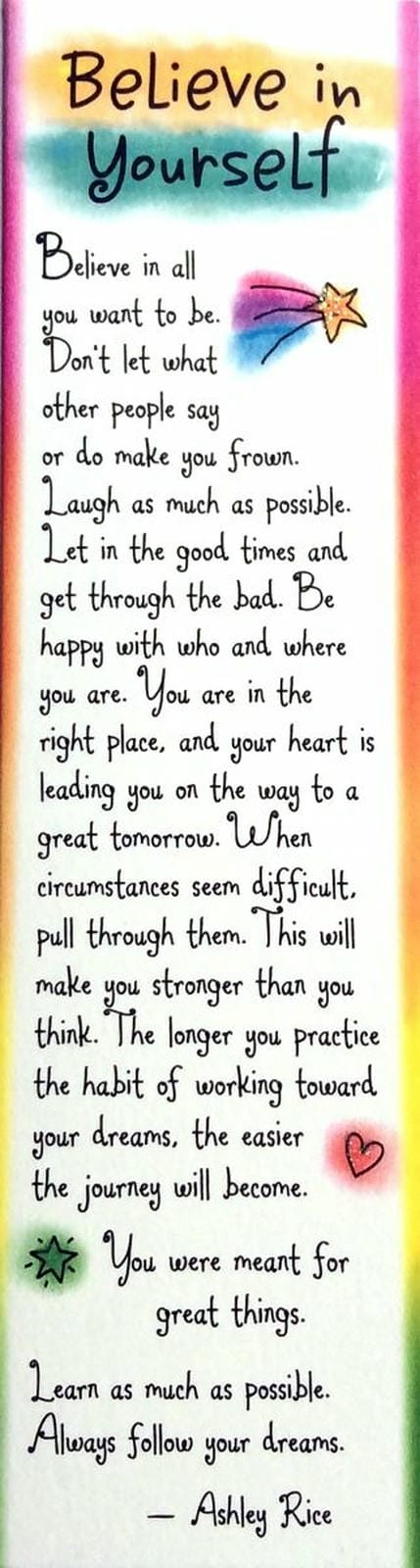 BELIEVE IN YOURSELF BOOKMARK 