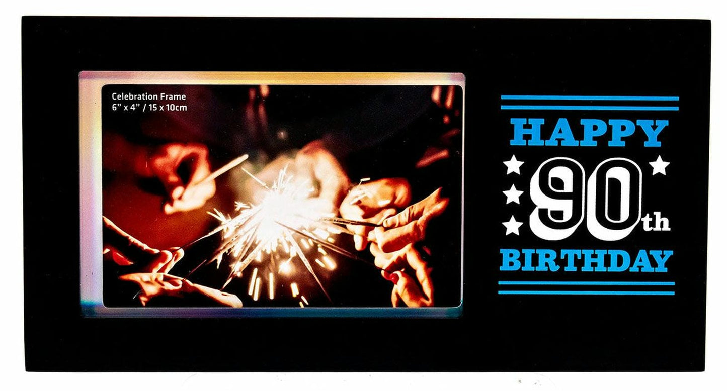 HAPPY 90TH HOLO 6X4 MDF FRAME 