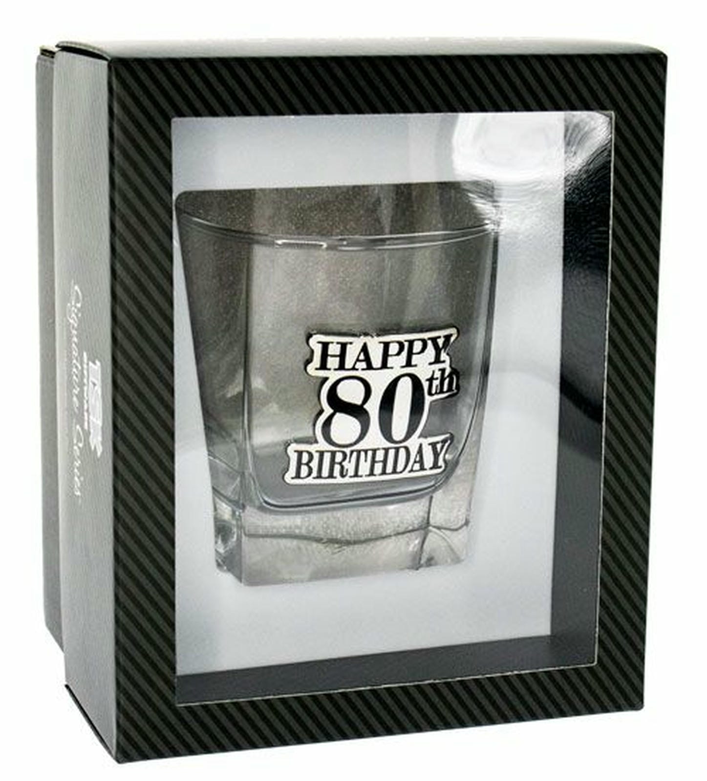 HAPPY 80TH BADGE SCOTCH GIFT BOX 