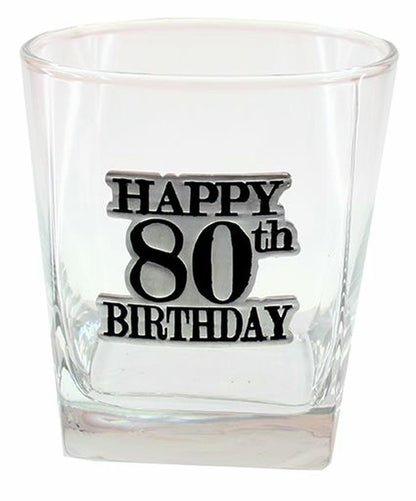HAPPY 80TH BADGE SCOTCH GIFT BOX 