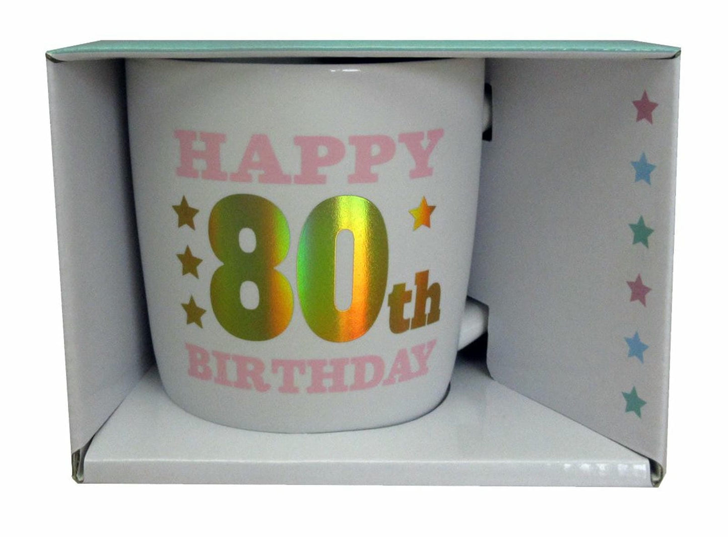 HAPPY 80TH WHITE GOLD FOIL MUG 