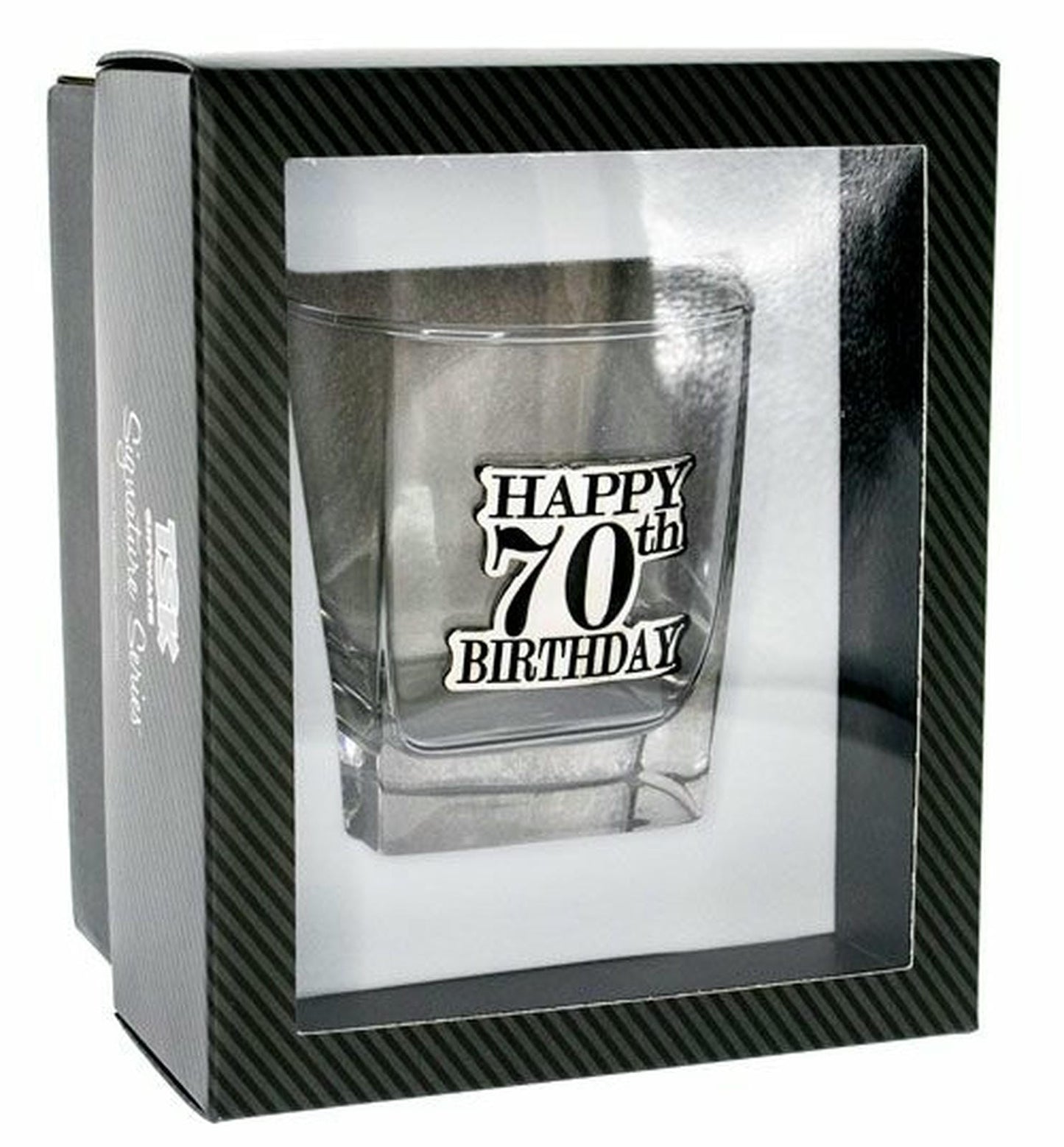 HAPPY 70TH BADGE SCOTCH GIFT BOX 