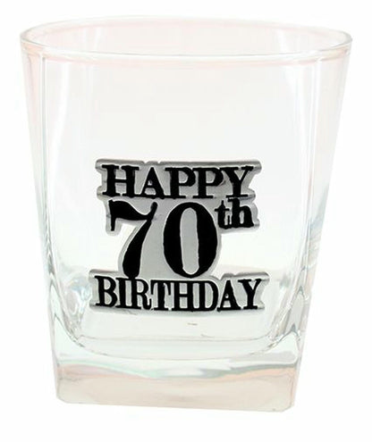 HAPPY 70TH BADGE SCOTCH GIFT BOX 