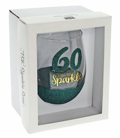 60 SPARKLE GREEN STEMLESS WINE 