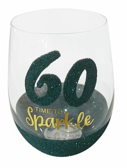60 SPARKLE GREEN STEMLESS WINE 