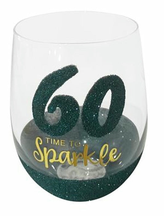 60 SPARKLE GREEN STEMLESS WINE 