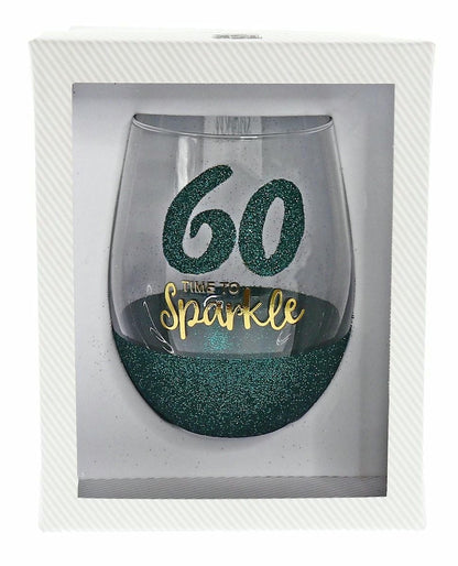 60 SPARKLE GREEN STEMLESS WINE 