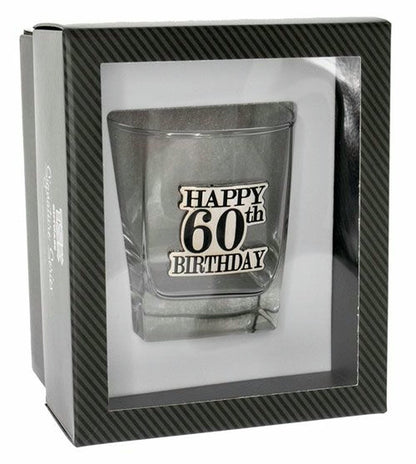 HAPPY 60TH BADGE SCOTCH GIFT BOX 