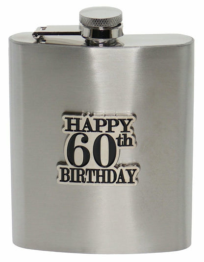 60 BADGE STAIN STEEL HIP FLASK 