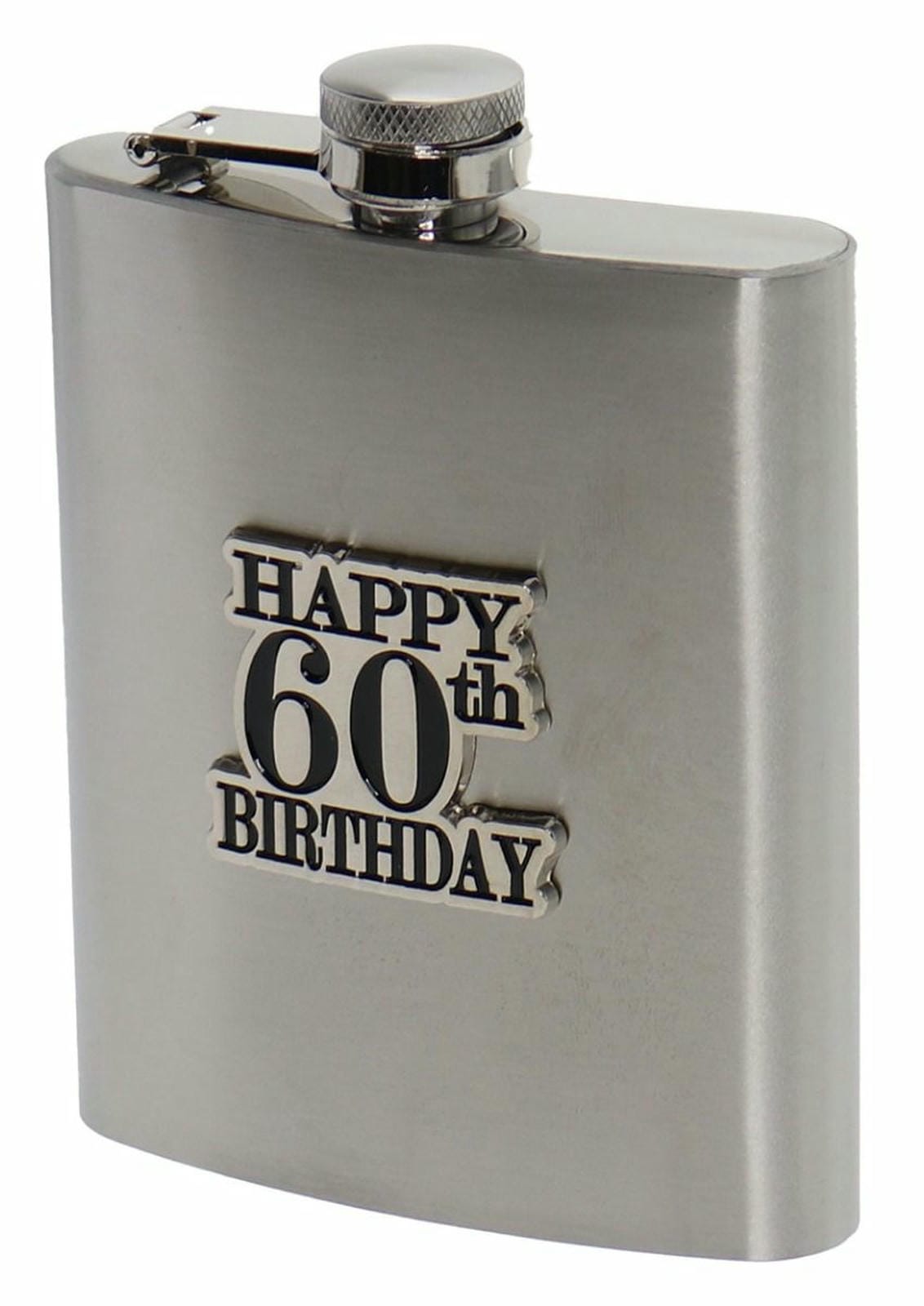 60 BADGE STAIN STEEL HIP FLASK 