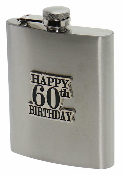 60 BADGE STAIN STEEL HIP FLASK 