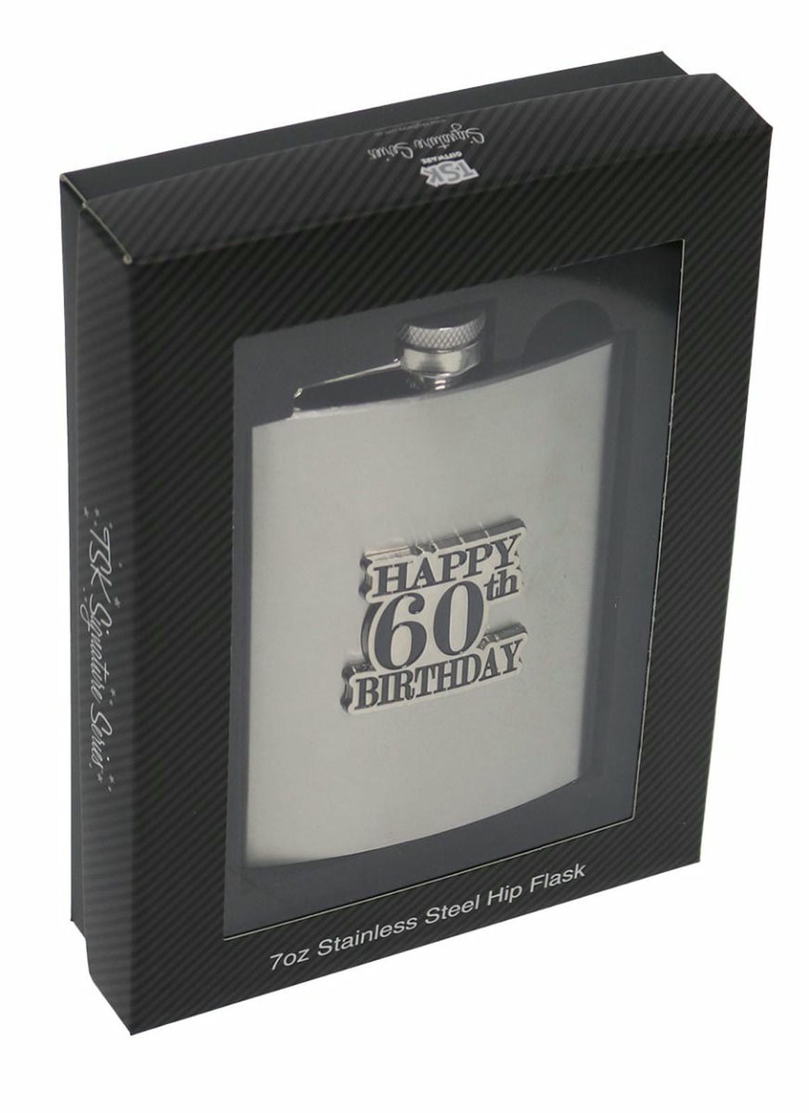 60 BADGE STAIN STEEL HIP FLASK 
