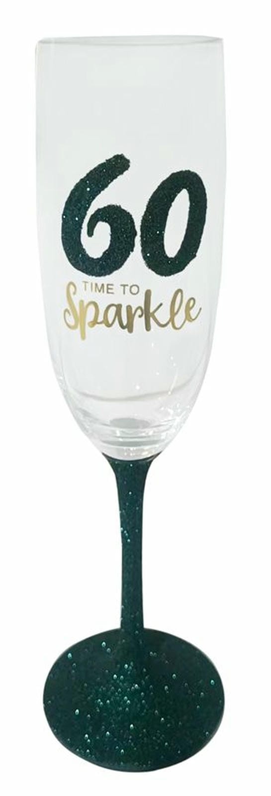60 SPARKLE GREEN FLUTE GLASS 