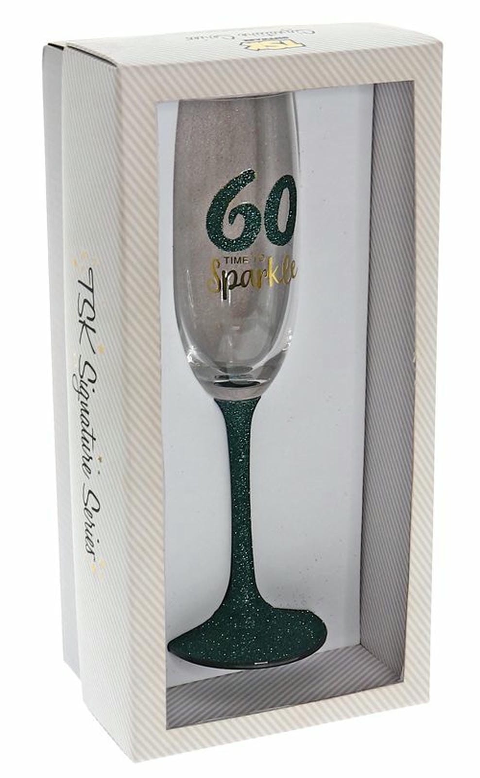 60 SPARKLE GREEN FLUTE GLASS 