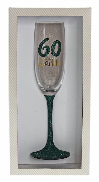 60 SPARKLE GREEN FLUTE GLASS 