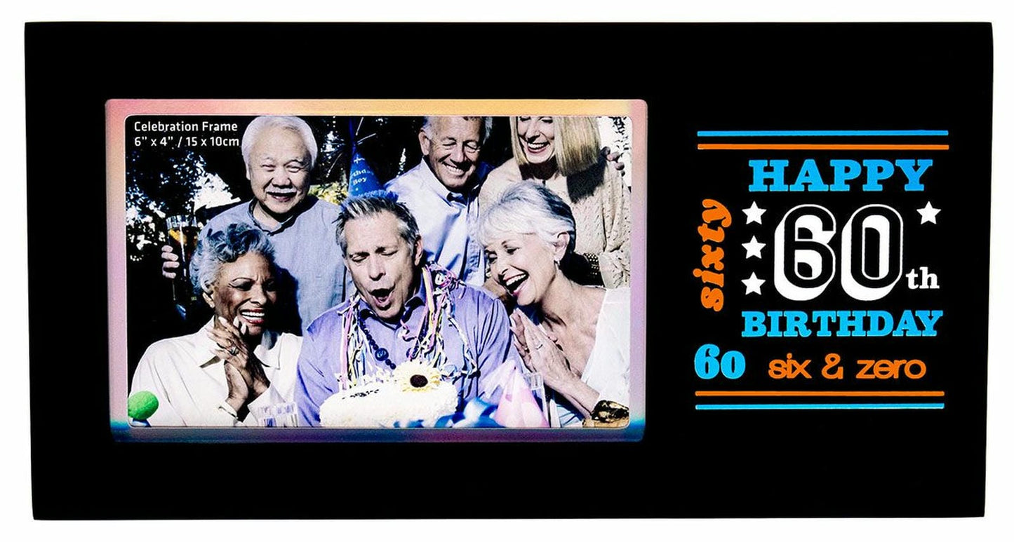 HAPPY 60TH HOLO 6X4 MDF FRAME 