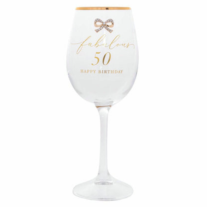 Jewelled 50th Wine Glass