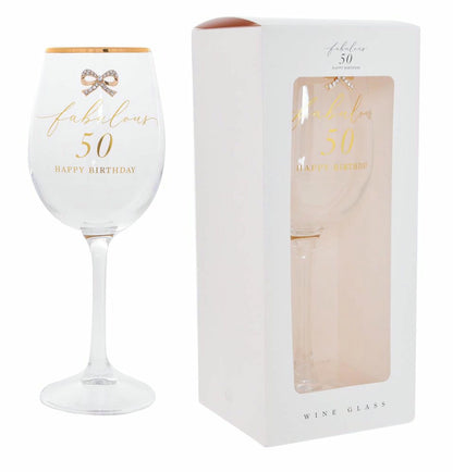 Jewelled 50th Wine Glass