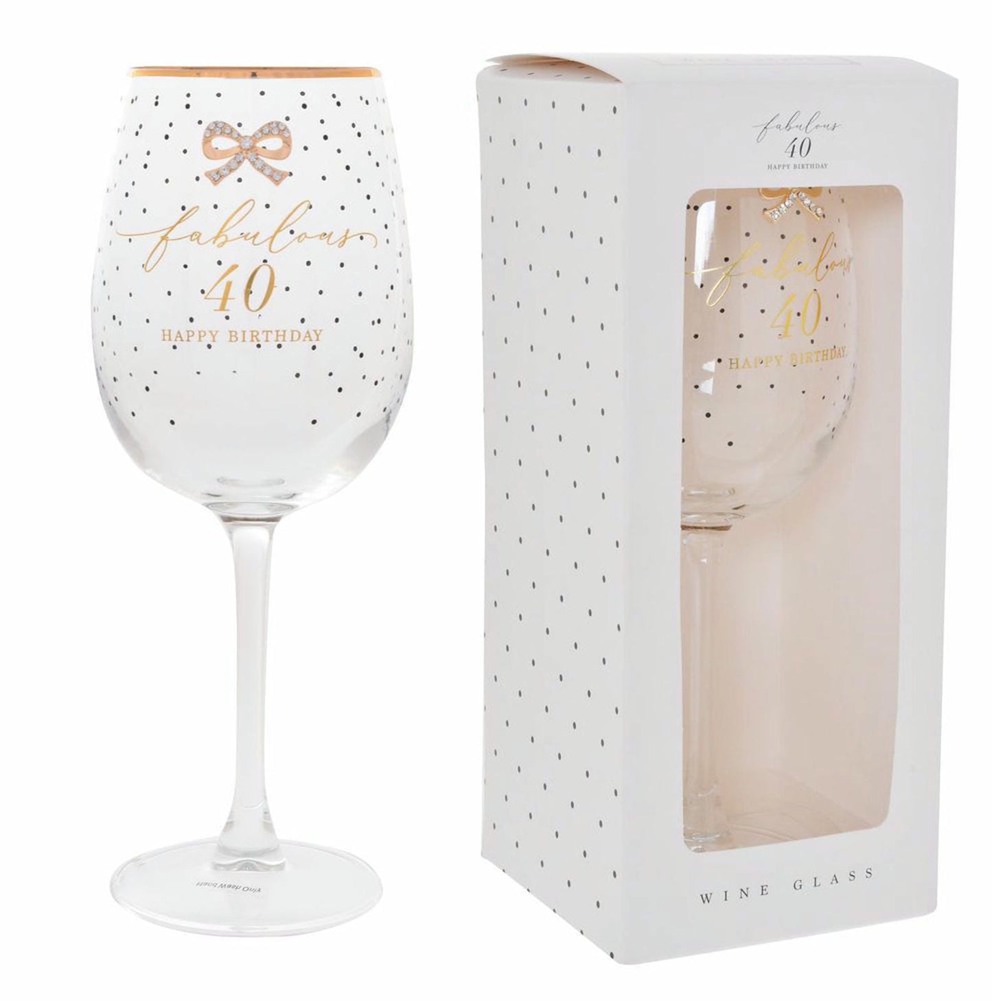 Jewelled 40th Wine Glass