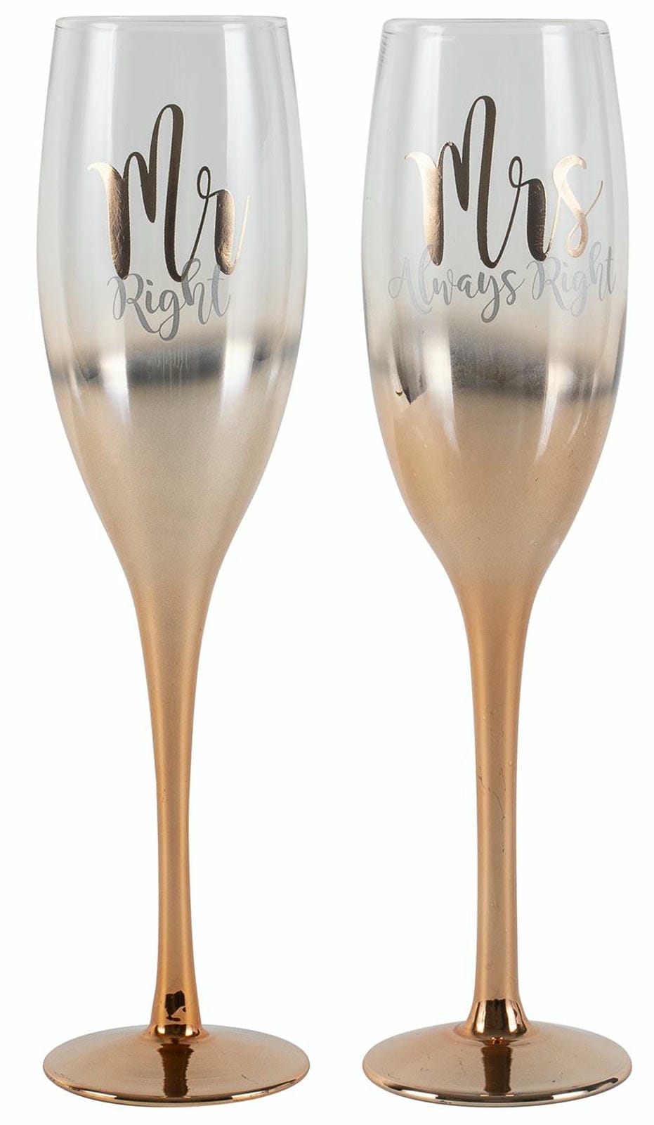 MR AND MRS ROSE GOLD OMBRE CHAMPAGNE SET 