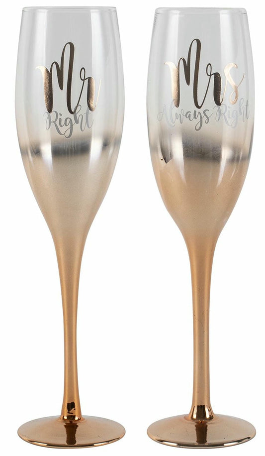MR AND MRS ROSE GOLD OMBRE CHAMPAGNE SET 