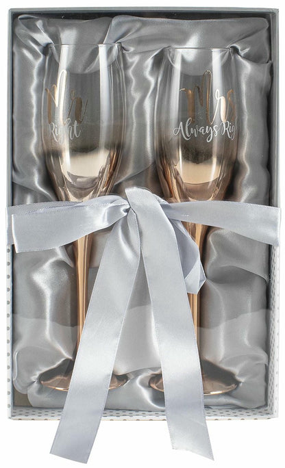 MR AND MRS ROSE GOLD OMBRE CHAMPAGNE SET 