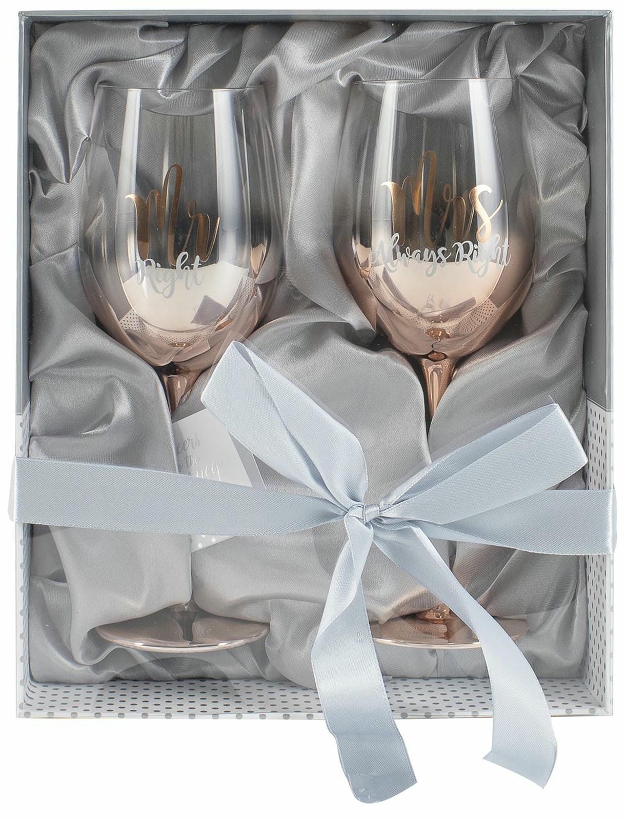 MR AND MRS ROSE GOLD OMBRE WINE SET 