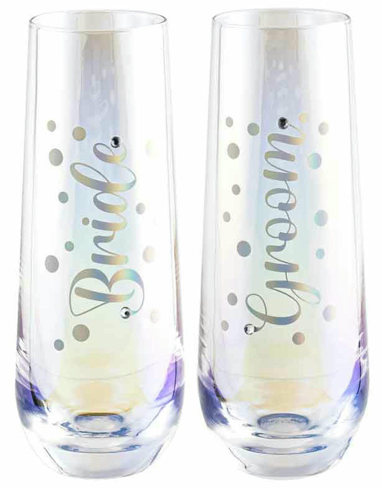 BRIDE AND GROOM STEMLESS CHAMPAGNE 