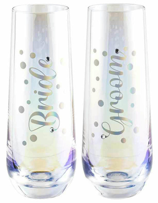 BRIDE AND GROOM STEMLESS CHAMPAGNE 