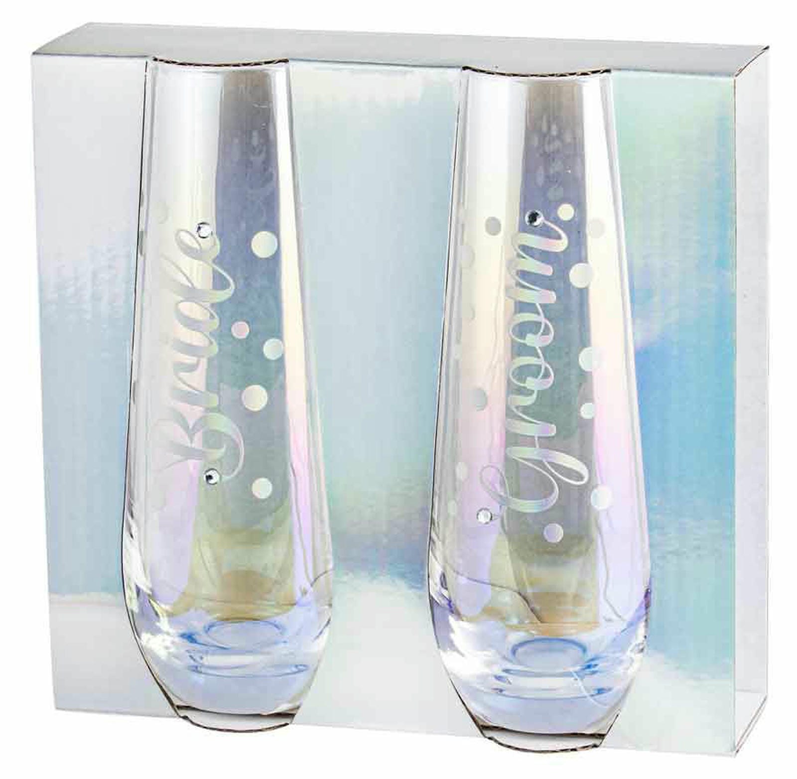 BRIDE AND GROOM STEMLESS CHAMPAGNE 