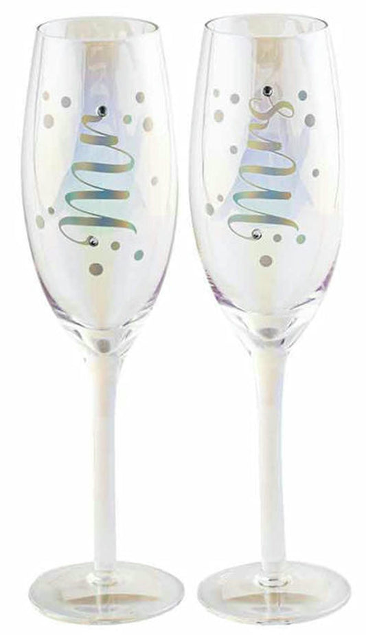 MR & MRS HOLOGRAPHIC CHAMPAGNE SET 