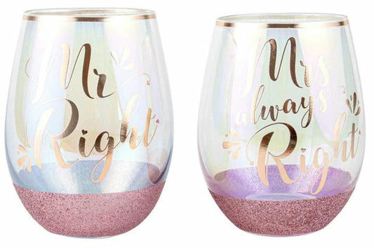 MR & MRS GLITTERATI STEMLESS SET OF 2 