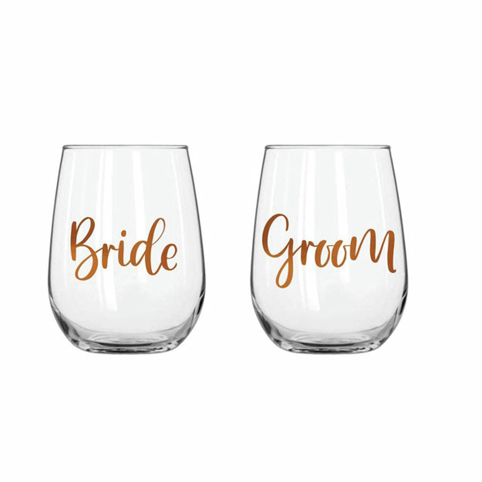 BRIDE&GROOM STEMLESS SET OF 2 