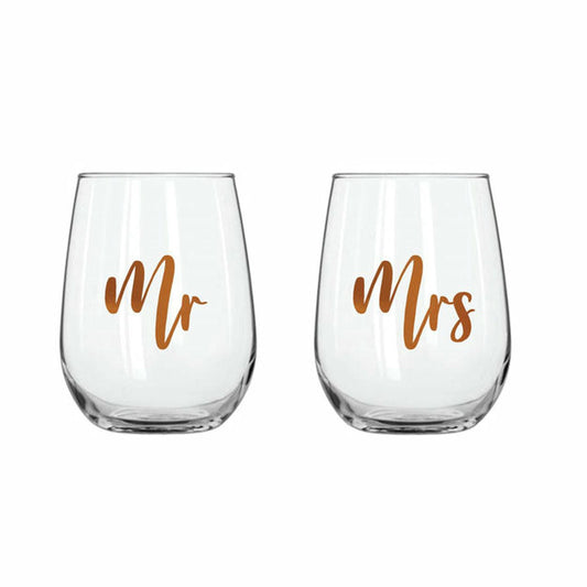 MR & MRS STEMLESS SET OF 2 