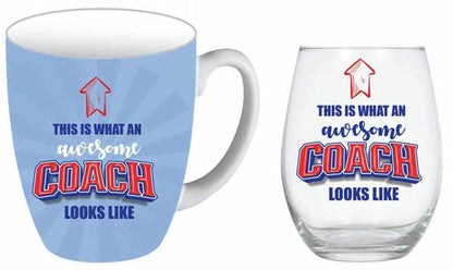 COACH MUG & STEMLESS SET 2 