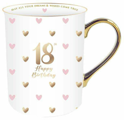 18TH SWEET HEART MUG WITH GOLD HANDLE 