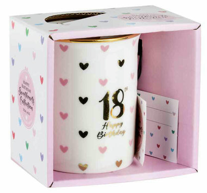 18TH SWEET HEART MUG WITH GOLD HANDLE 