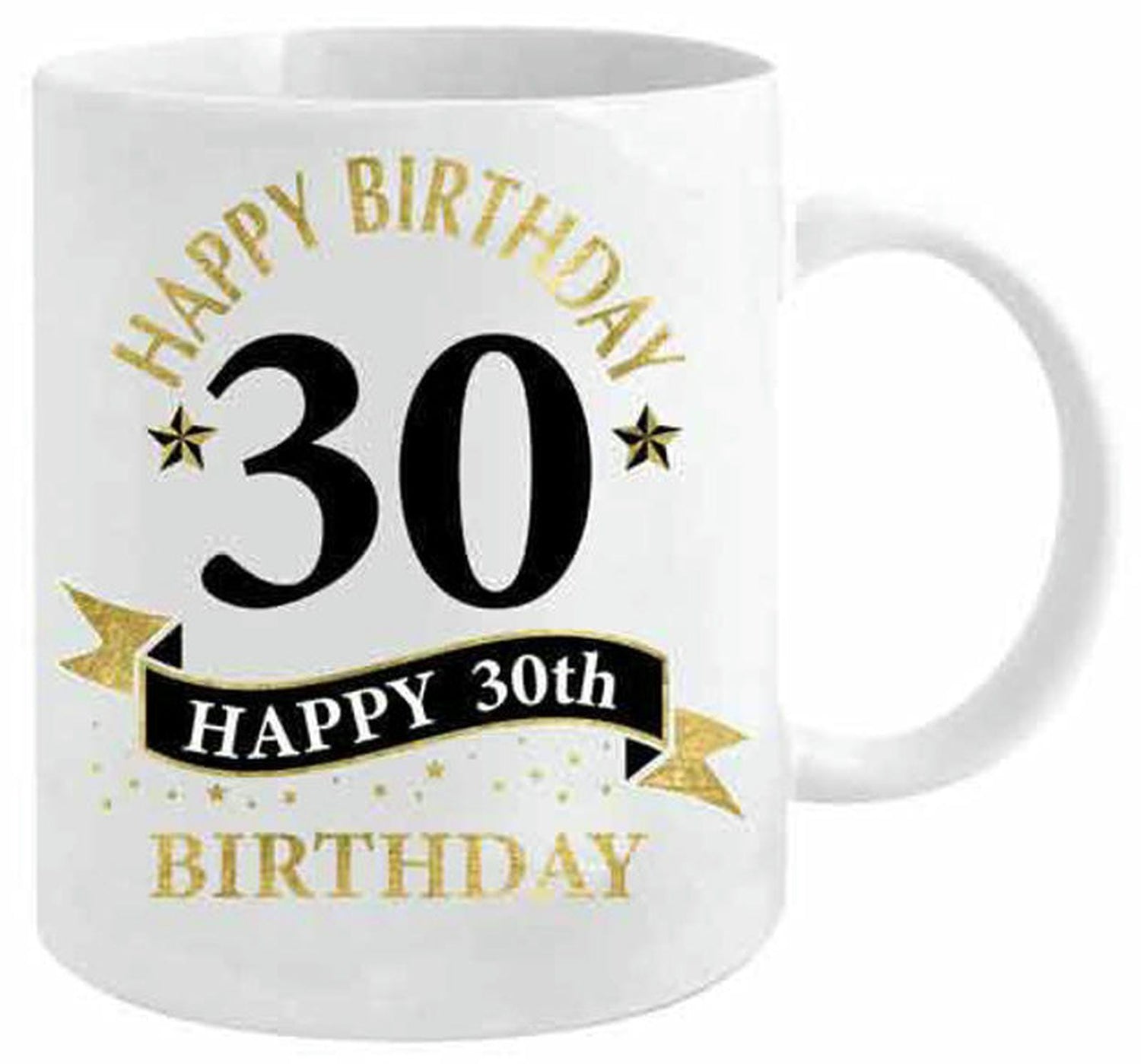 30TH BDAY WHITE AND GOLD MUG 