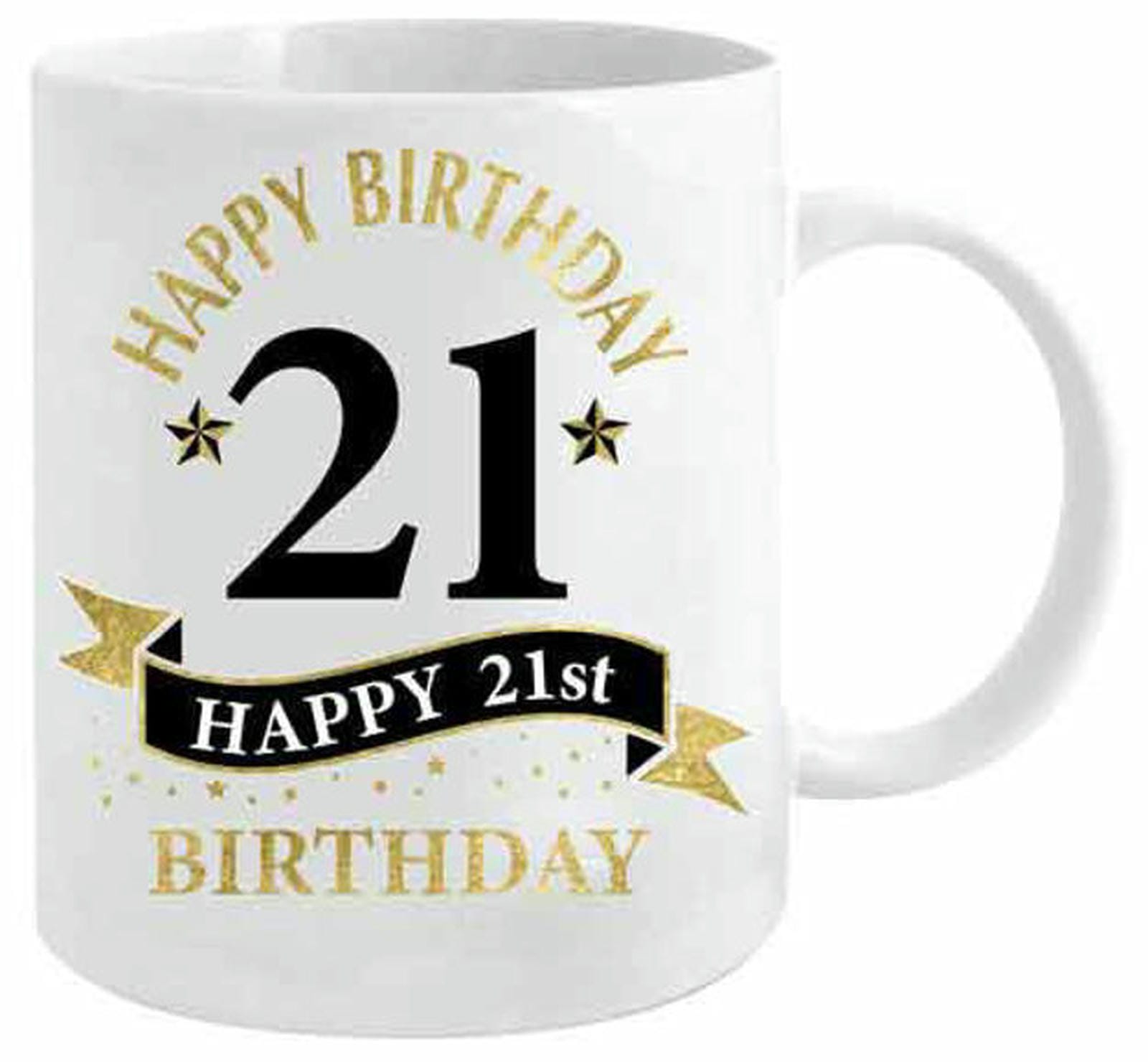 21ST BDAY WHITE AND GOLD MUG 
