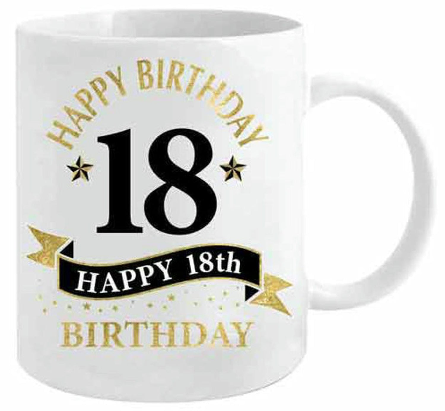 18TH BDAY WHITE AND GOLD MUG 