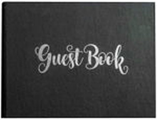 GUEST BOOK WITH SILVER WRITING 