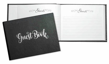 GUEST BOOK WITH SILVER WRITING 