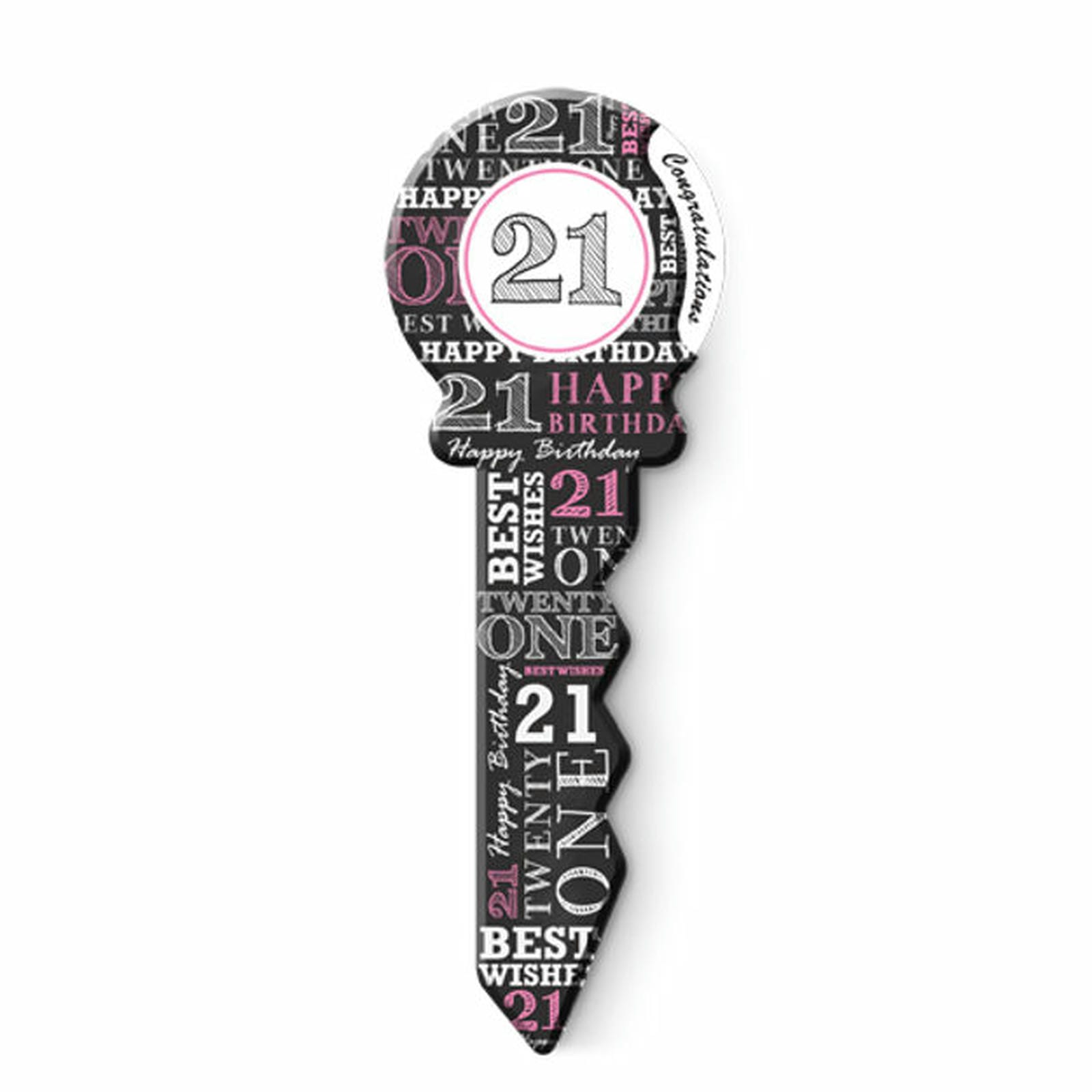 SMALL 21 BIRTHDAY KEY PINK 