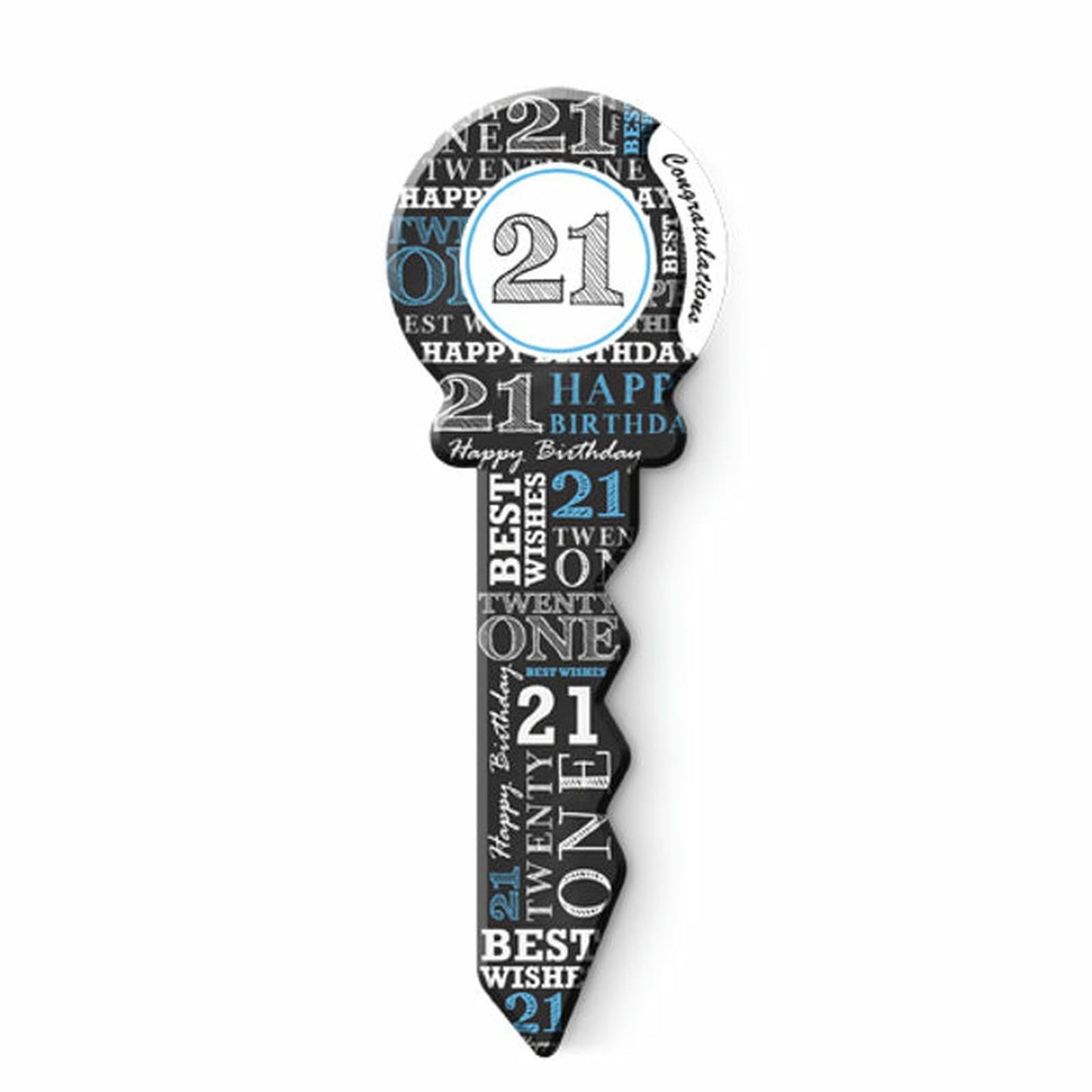 SMALL 21 BIRTHDAY KEY BLUE 
