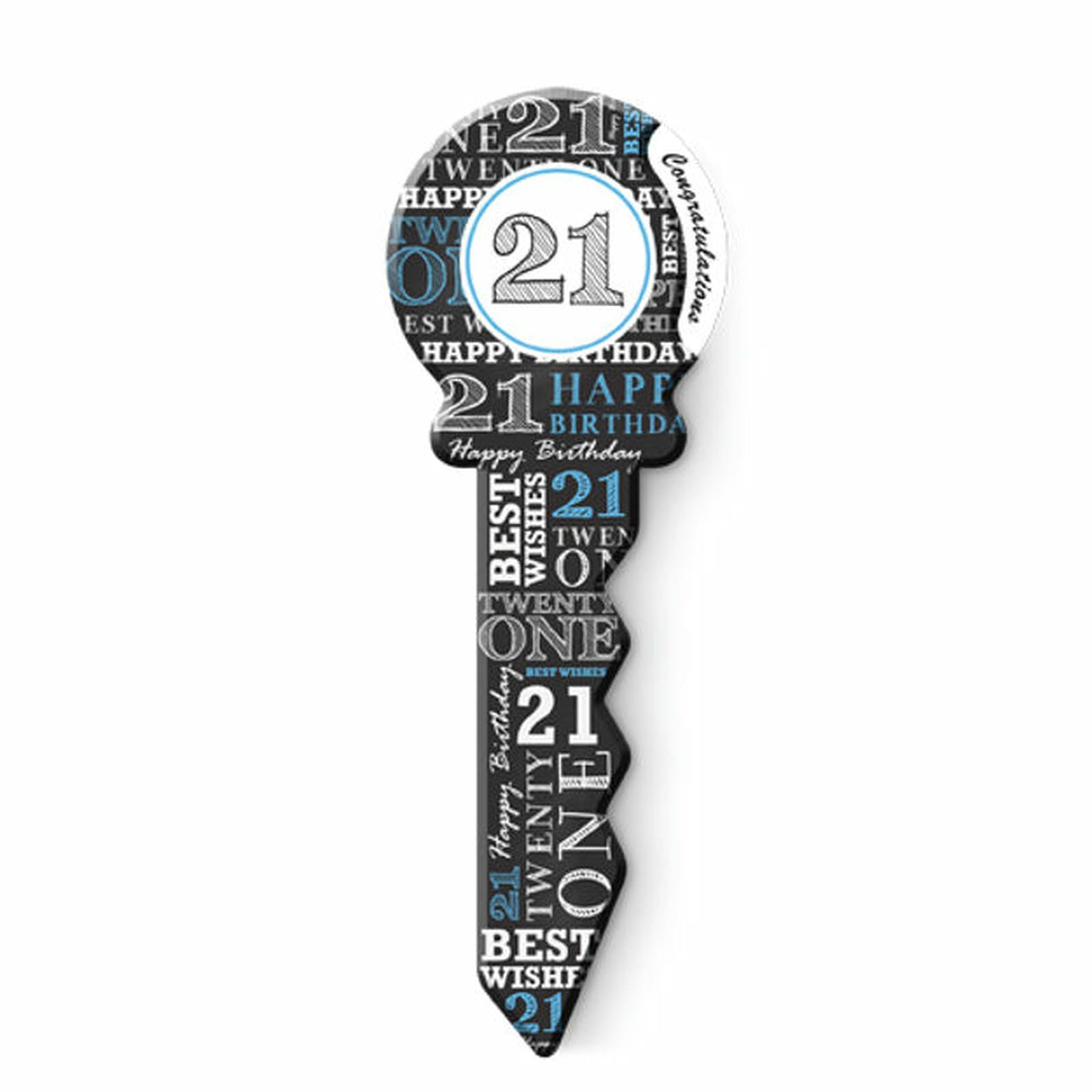 SMALL 21 BIRTHDAY KEY BLUE 