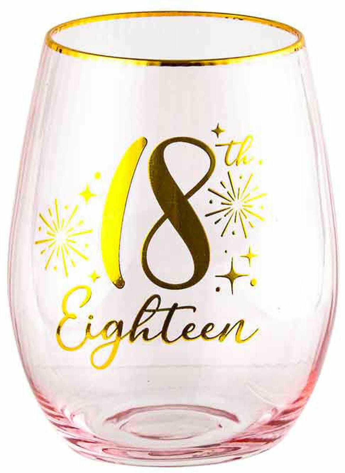 18TH FLUTED PINK STEMLESS GLASS 
